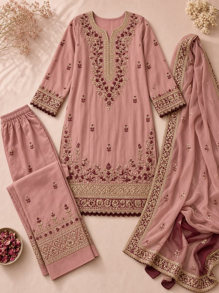 Rose Embroidered Chiffon 3PC — photo 1