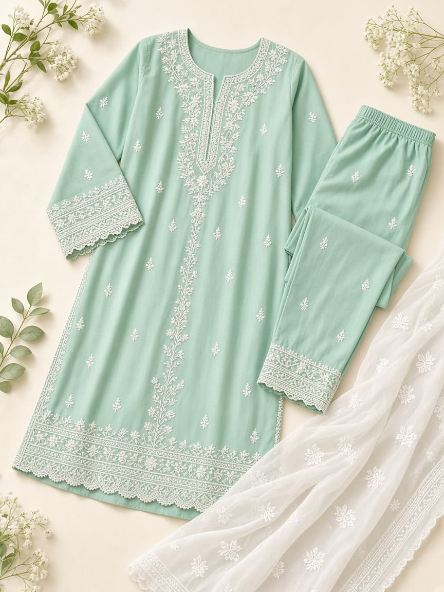Mint Embroidery Lawn 3PC — photo 1