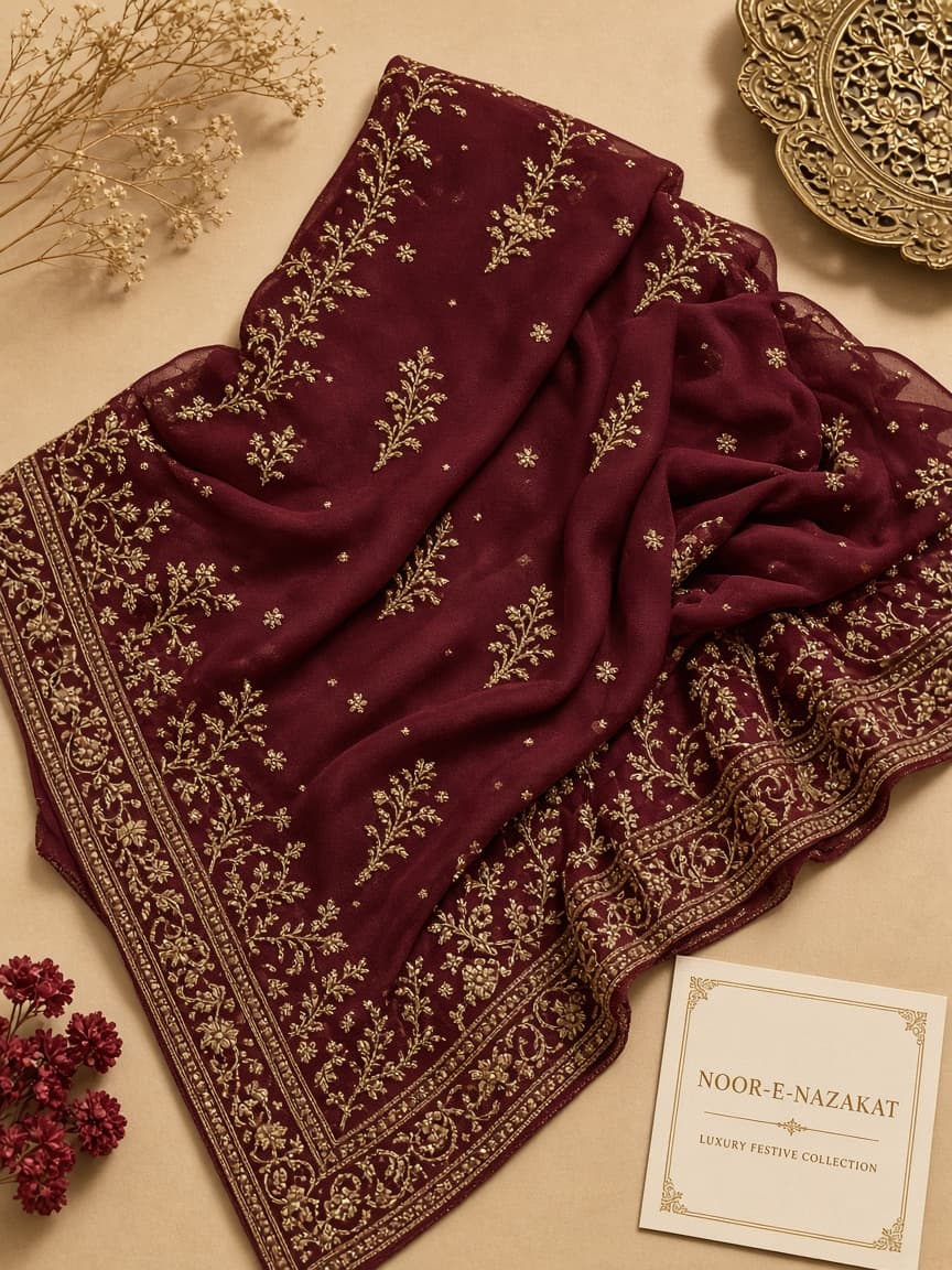 Maroon Chiffon Dupatta — photo 1