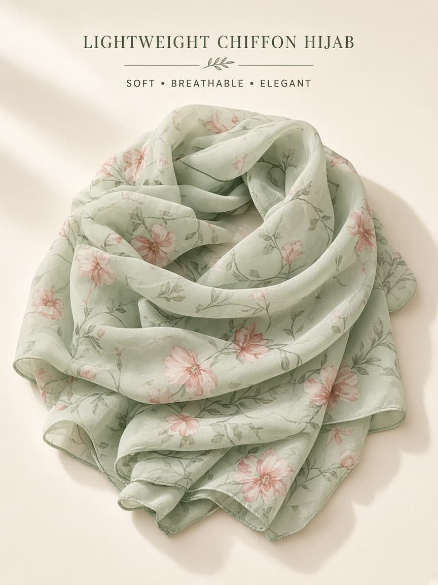 Sage Floral Chiffon Scarf — photo 1